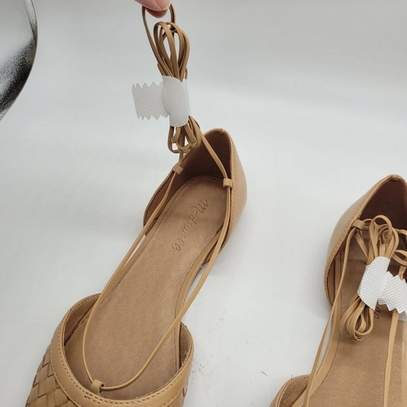 New Madewell The Celina Lace-Up Flat in Woven Leather Ballet Flats Size 9 tan - Picture 3 of 9